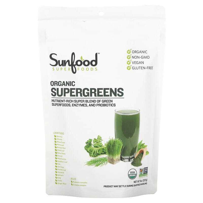 Sunfood Organic Supergreens 8 oz (227 g) 803813284342