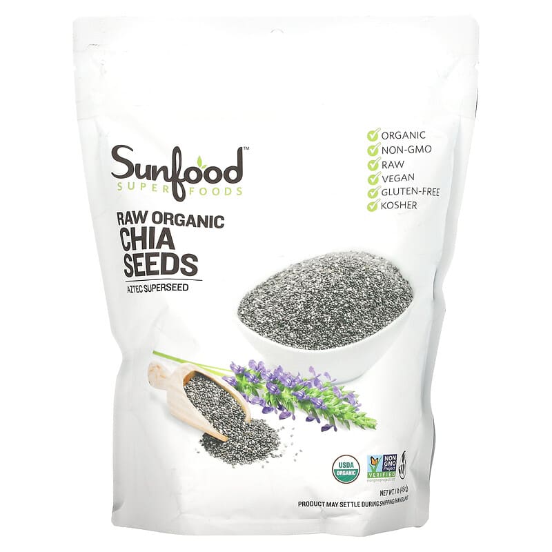 Sunfood Raw Organic Chia Seeds 1 lb (454 g) 803813100215