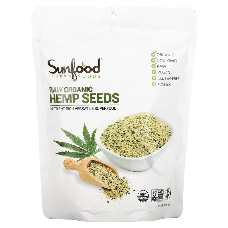 Sunfood Raw Organic Hemp Seeds 1 lb (454 g) 803813100239
