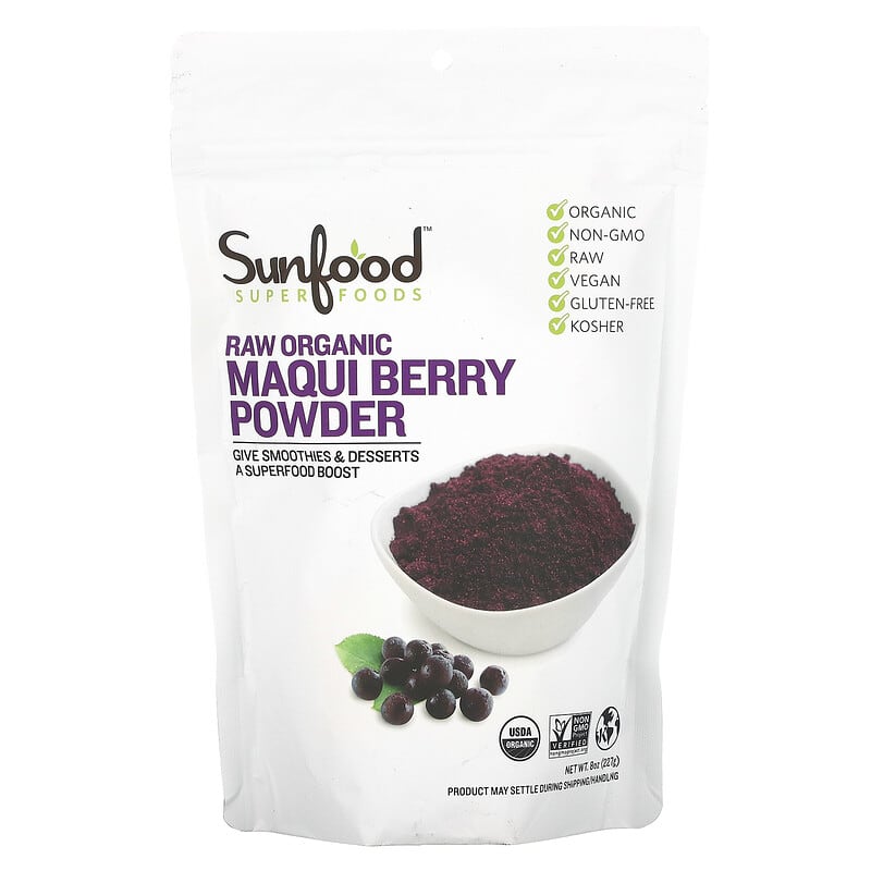 Sunfood Superfoods Raw Organic Maqui Berry Powder 8 oz (227 g) 803813284380