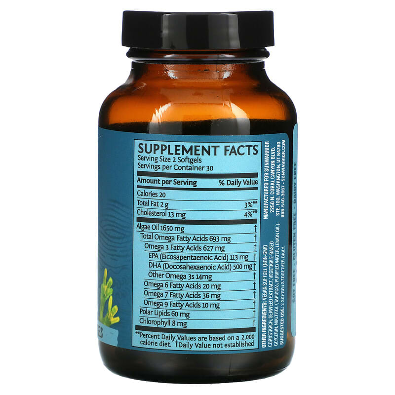 Sunwarrior, Algae-Based Omega-3, Vegan DHA + EPA, 60 Vegan Softgels 814784026381