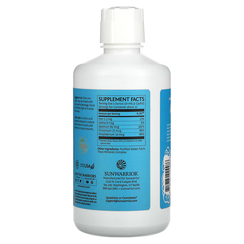 Sunwarrior, Liquid Light, Fulvic Acid Complex, 32 fl oz (946.3 ml) 814784024486