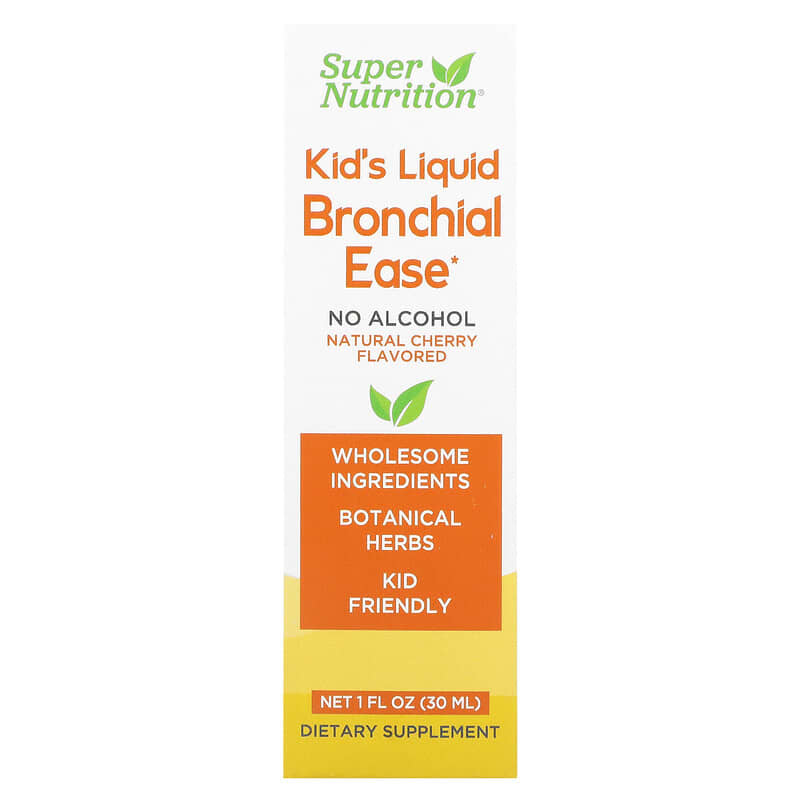 Super Nutrition Kid's Liquid Bronchial Ease No Alcohol Cherry 1 fl oz (30 ml) 898220021949