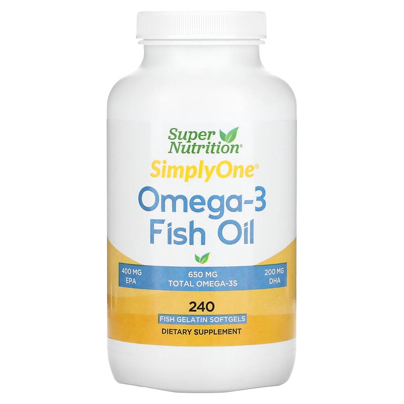 Super Nutrition Omega-3 Fish Oil 1,000 mg 240 Fish Softgels 898220021413