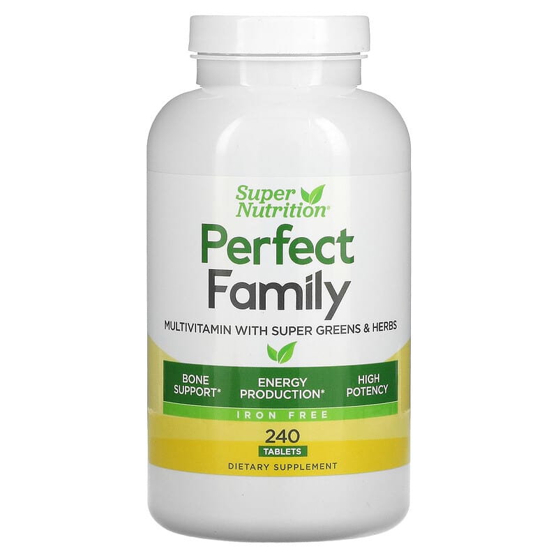 Super Nutrition Perfect Family Multivitamin with Super Greens & Herbs Iron Free 240 Tablets 33739002328
