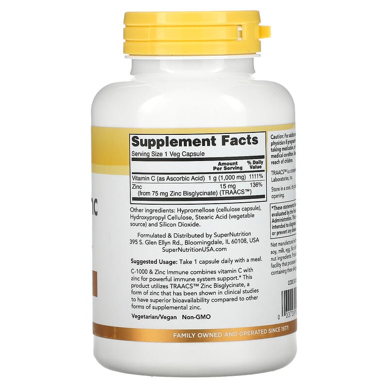 Super Nutrition, SimplyOne, C-1000 & Zinc Immune, 120 Veg Capsules 33739001208