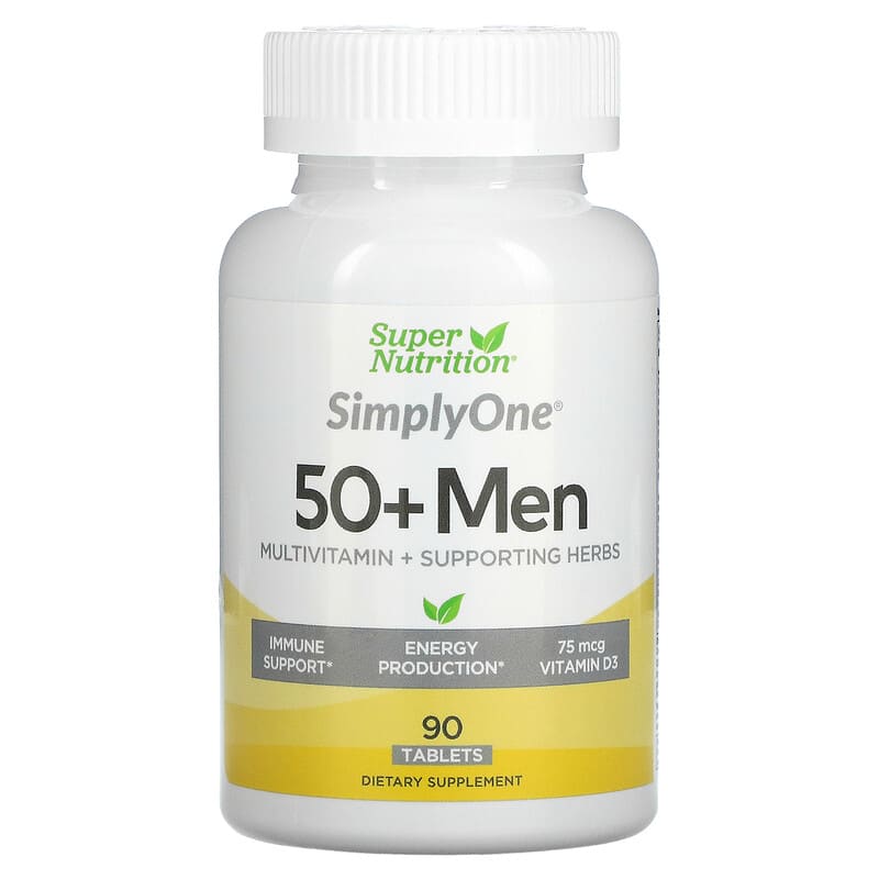 Super Nutrition SimplyOne Men’s 50+ Multivitamin with Supporting Herbs 90 Tablets 33739001963