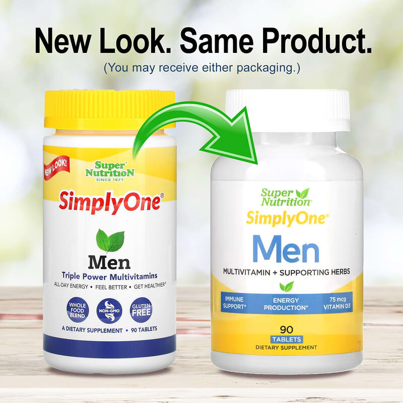 Super Nutrition, SimplyOne, Men's Multivitamin + Supporting Herbs, 90 Tablets 33739002151