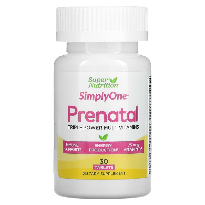 Super Nutrition SimplyOne PreNatal Triple Power Multivitamins 30 Tablets 33739001581