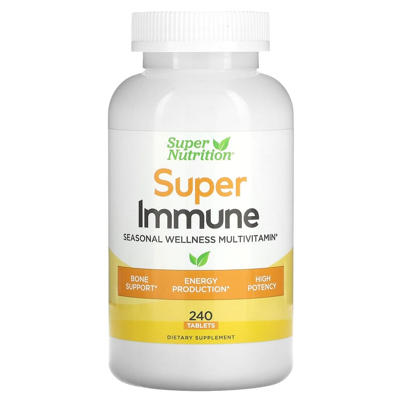 Super Nutrition Super Immune Immune-Strengthening Multivitamin with Glutathione 240 Tablets 898220020157