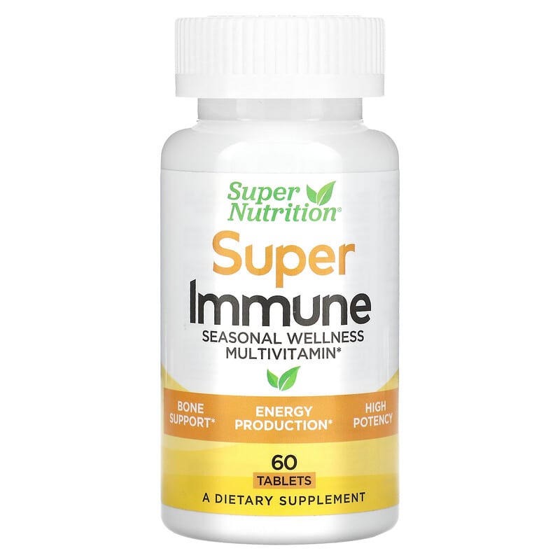 Super Nutrition Super Immune Immune-Strengthening Multivitamin with Glutathione 60 Tablets 898220020140