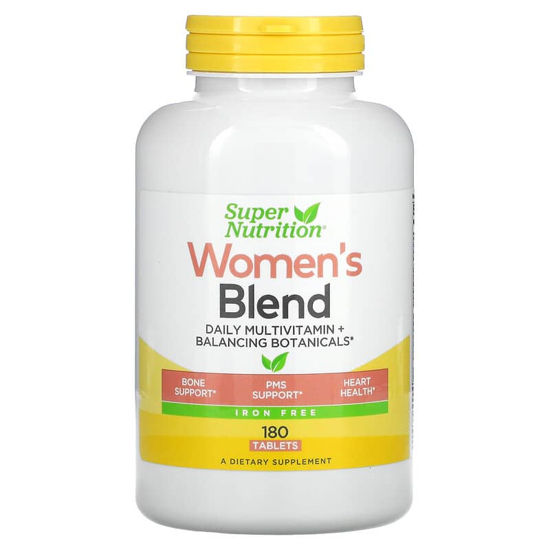 Super Nutrition Women's Blend Daily Multivitamin Plus Balancing Botanicals Iron Free 180 Tablets 33739001673