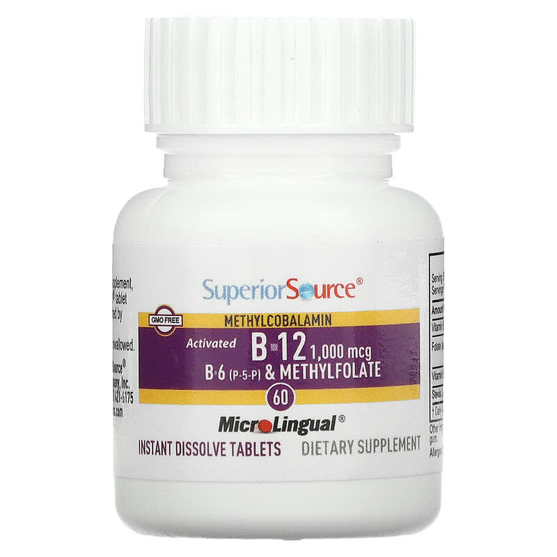 Superior Source, Activated B-12 Methylcobalamin, B-6 (P-5-P) & Methylfolate, 60 MicroLingual Instant Dissolve Tablets 76635904709