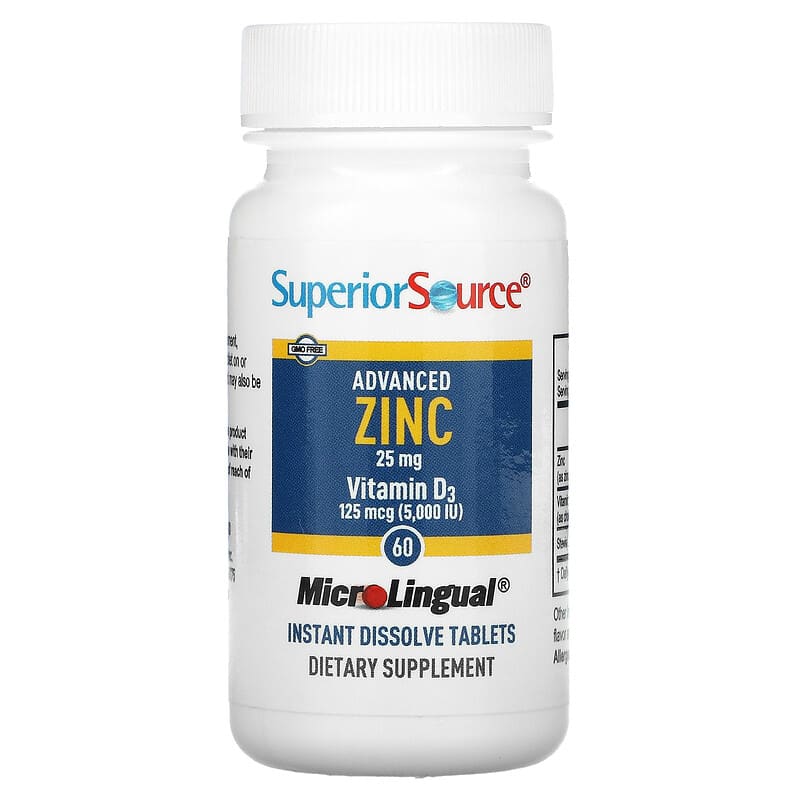 Superior Source, Advanced Zinc, Vitamin D3, 60 MicroLingual Instant Dissolve Tablets 76635921201