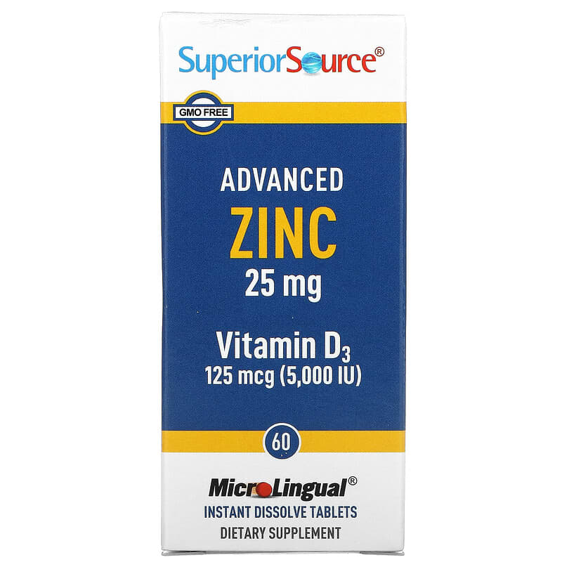 Superior Source Advanced Zinc Vitamin D3 60 MicroLingual Instant Dissolve Tablets 76635921201