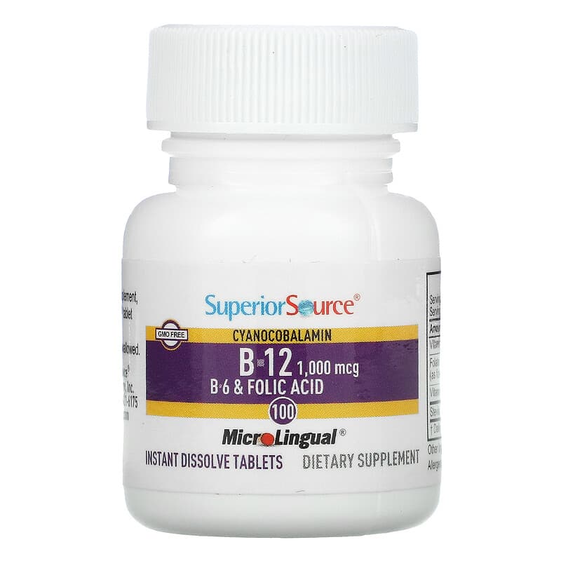 Superior Source, Cyanocobalamin B-12, 1,000 mcg, 100 MicroLingual Instant Dissolve Tablets 76635901319