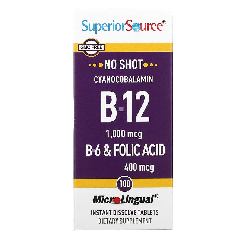 Superior Source Cyanocobalamin B-12 1,000 mcg 100 MicroLingual Instant Dissolve Tablets 76635901319