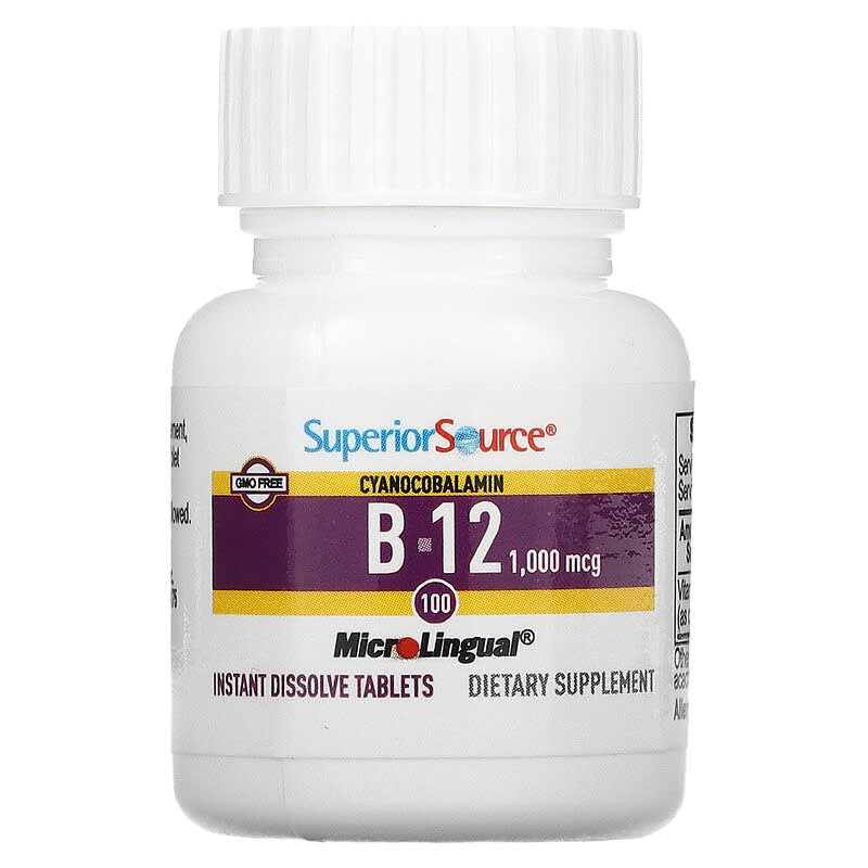 Superior Source, Cyanocobalamin B12, 1,000 mcg, 100 MicroLingual Instant Dissolve Tablets 76635900305