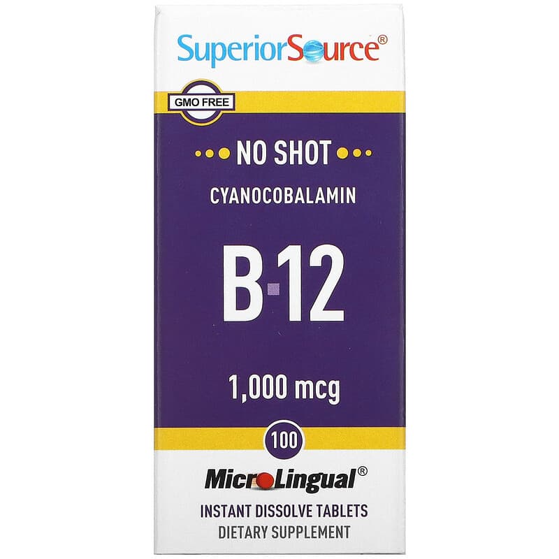 Superior Source Cyanocobalamin B12 1,000 mcg 100 MicroLingual Instant Dissolve Tablets 76635900305