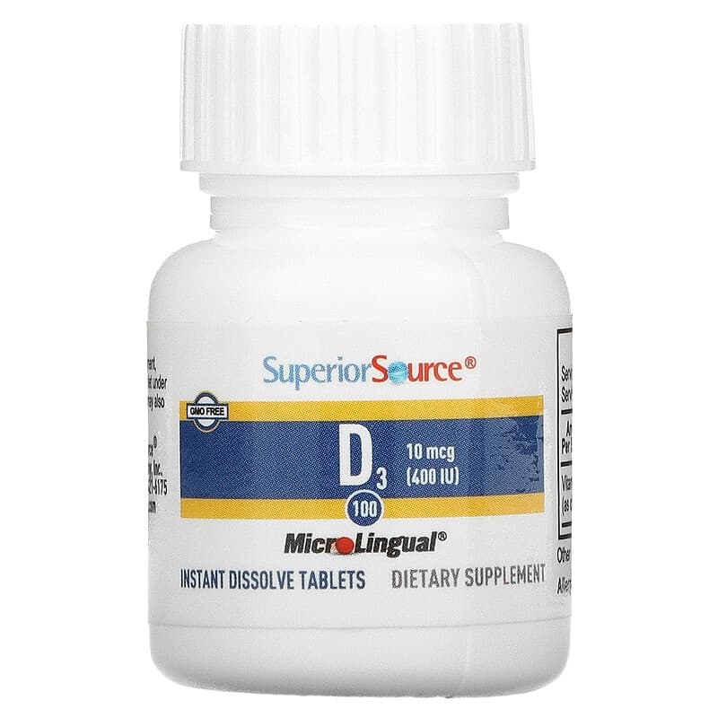 Superior Source, D3, 10 mcg (400 IU), 100 MicroLingual Instant Dissolve Tablets 76635904501