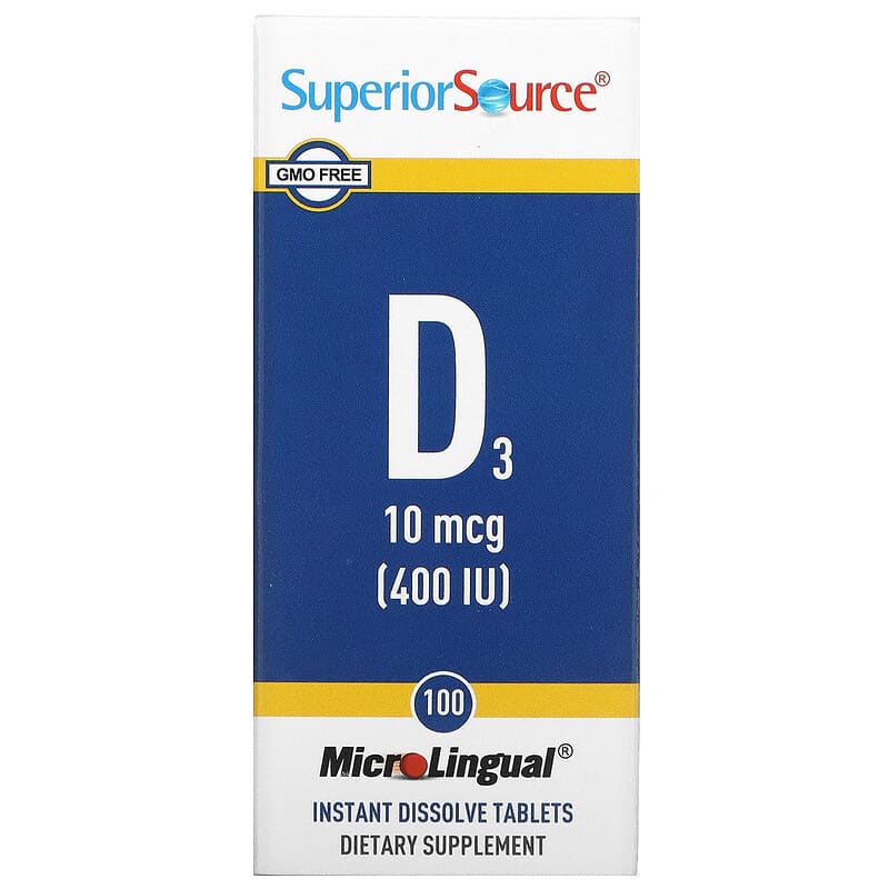 Superior Source D3 10 mcg (400 IU) 100 MicroLingual Instant Dissolve Tablets 76635904501