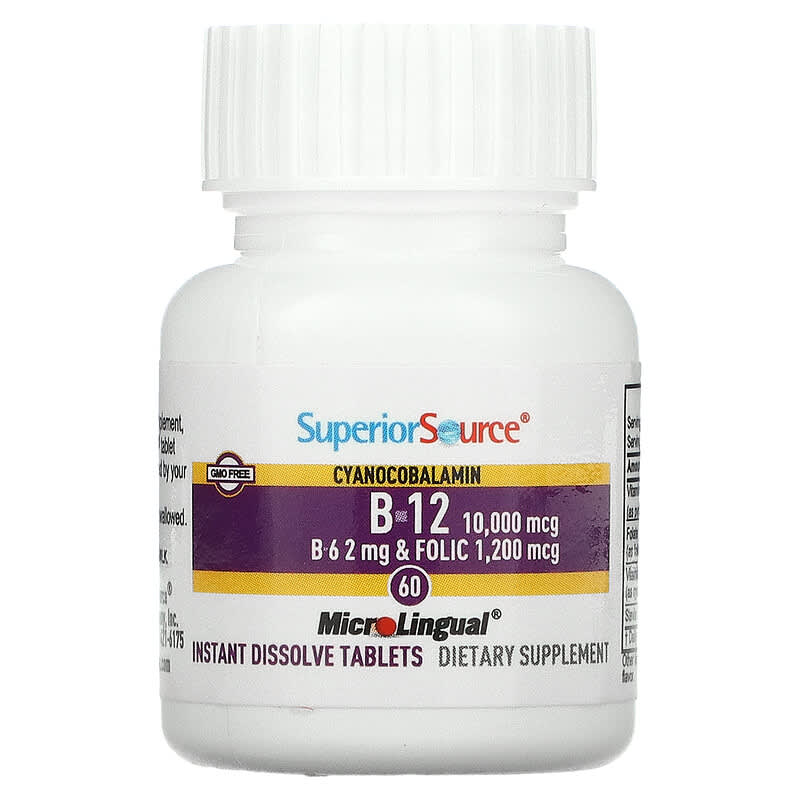 Superior Source, Extra Strength B-12, B-6 & Folic Acid, 60 MicroLingual Instant Dissolve Tablets 76635908103