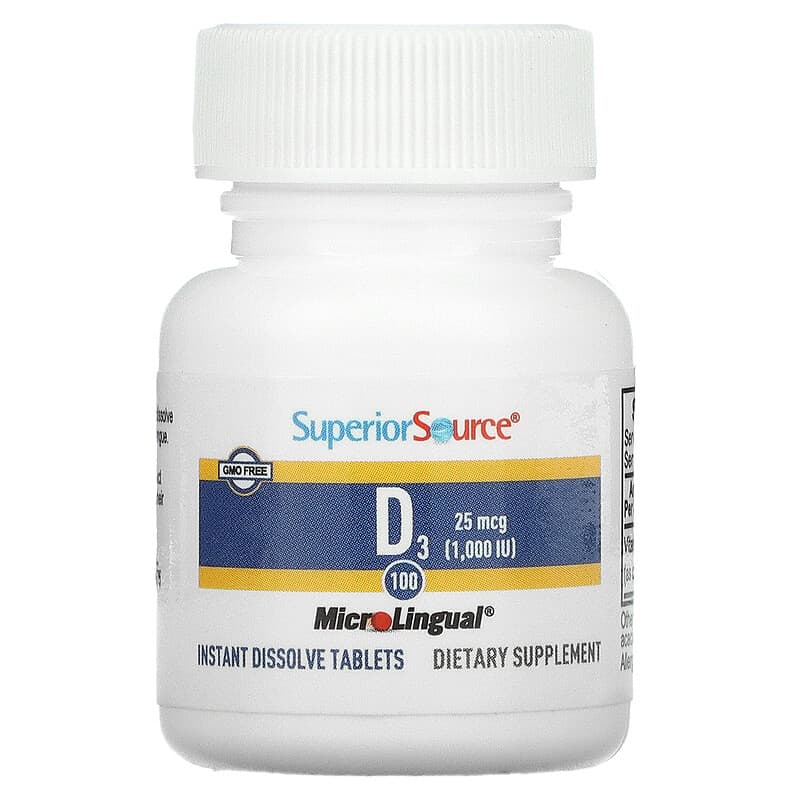 Superior Source, Extra Strength D3, 25 mcg (1,000 IU), 100 MicroLingual Instant Dissolve Tablets 76635908509