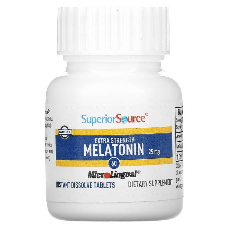 Superior Source, Extra Strength Melatonin, 25 mg, 60 MicroLingual Instant Dissolve Tablets 76635921003