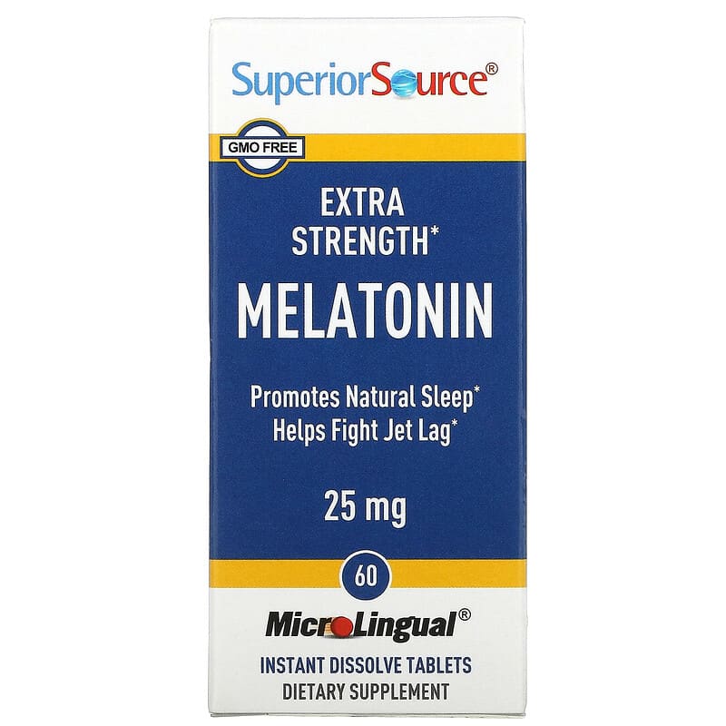 Superior Source Extra Strength Melatonin 25 mg 60 MicroLingual Instant Dissolve Tablets 76635921003