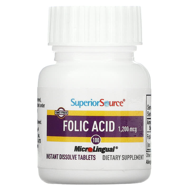 Superior Source, Folic Acid, 1,200 mcg, 100 MicroLingual Instant Dissolve Tablets 76635908400