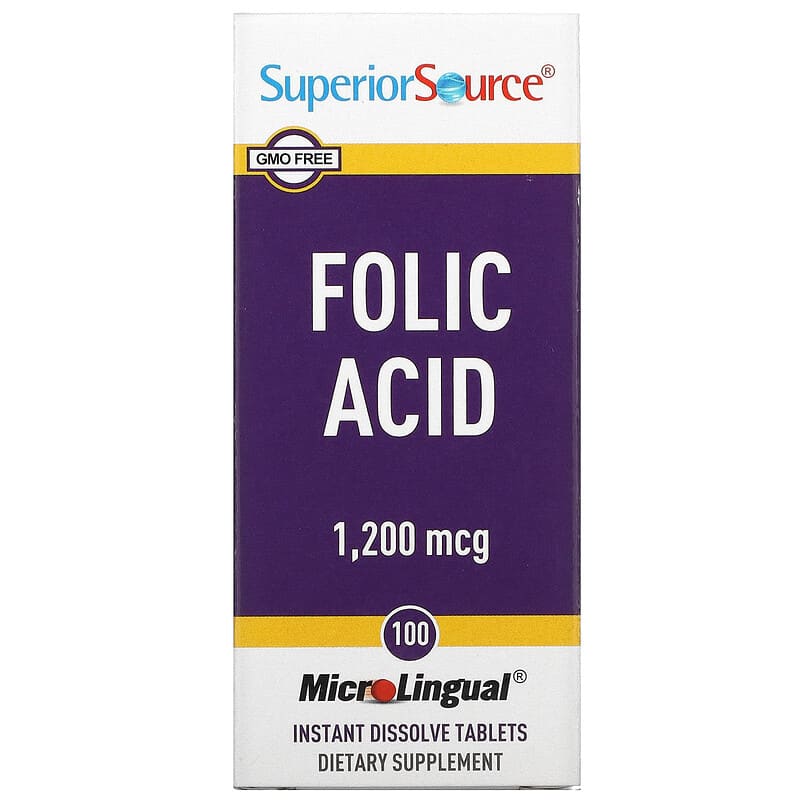 Superior Source Folic Acid 1,200 mcg 100 MicroLingual Instant Dissolve Tablets 76635908400