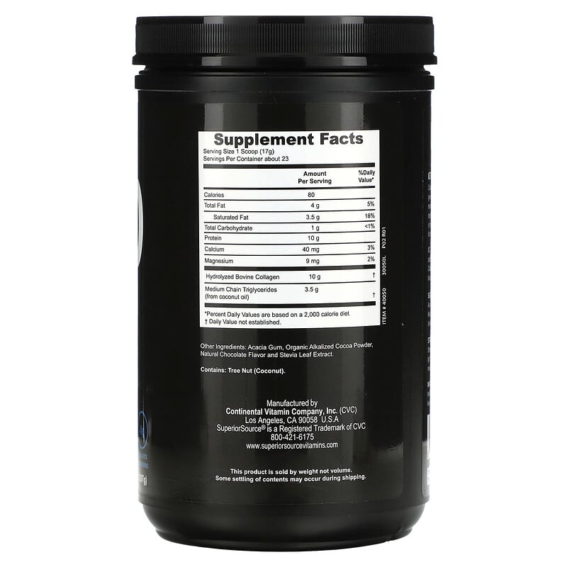 Superior Source, Keto Collagen Powder with MCTs, Chocolate, 14 oz (397 g) 76635400508