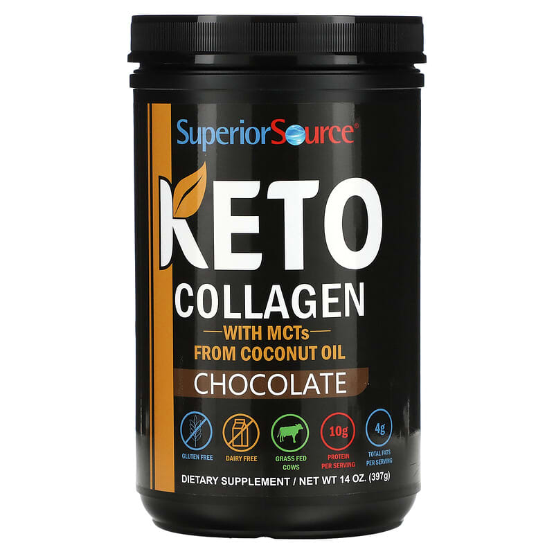 Superior Source Keto Collagen Powder with MCTs Chocolate 14 oz (397 g) 76635400508