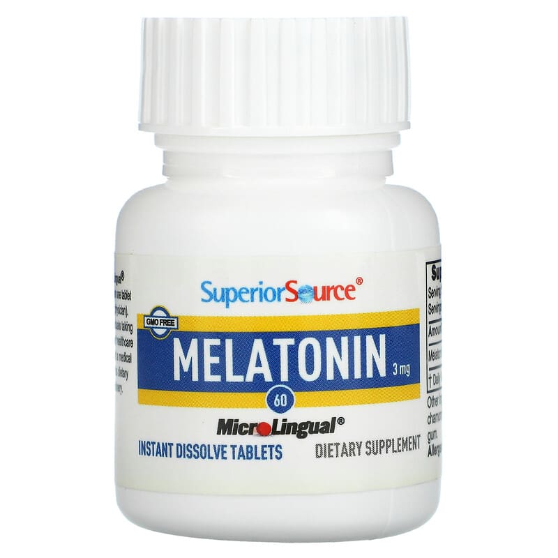 Superior Source, Melatonin, 3 mg, 60 MicroLingual Instant Dissolve Tablets 76635900008