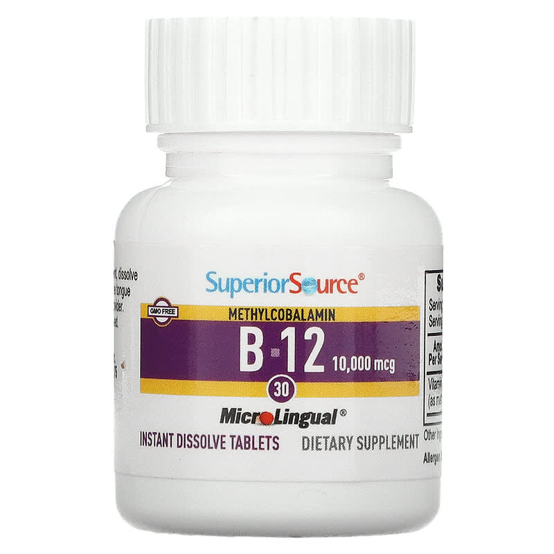 Superior Source, Methylcobalamin B-12, 10,000 mcg, 30 MicroLingual Instant Dissolve Tablets 76635909605