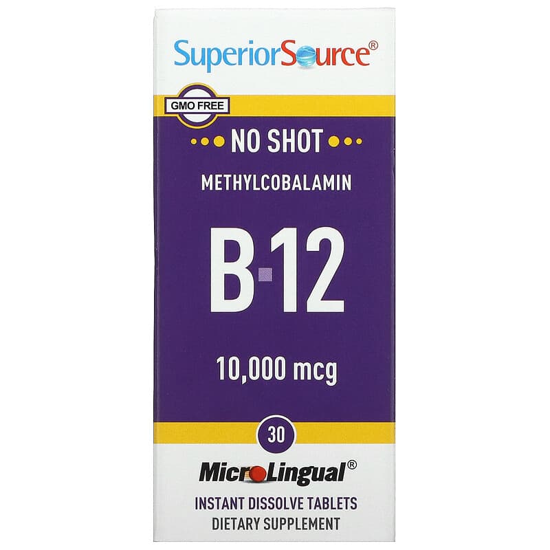 Superior Source Methylcobalamin B-12 10,000 mcg 30 MicroLingual Instant Dissolve Tablets 76635909605
