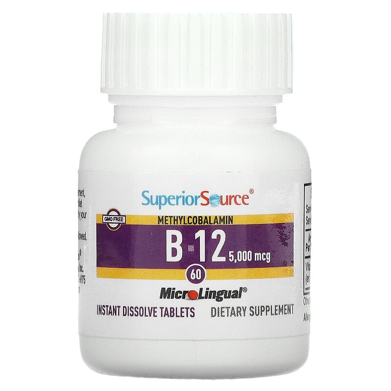 Superior Source, Methylcobalamin B-12, 5,000 mcg, 60 MicroLingual Instant Dissolve Tablets 76635907502