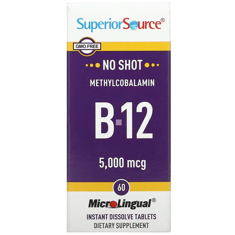 Superior Source Methylcobalamin B-12 5,000 mcg 60 MicroLingual Instant Dissolve Tablets 76635907502
