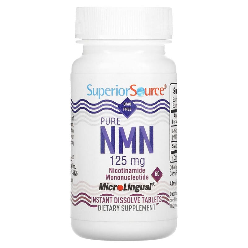 Superior Source, Pure NMN, Nicotinamide Mononucleotide, 125 mg , 60 Instant Dissolve Tablets 76635921508