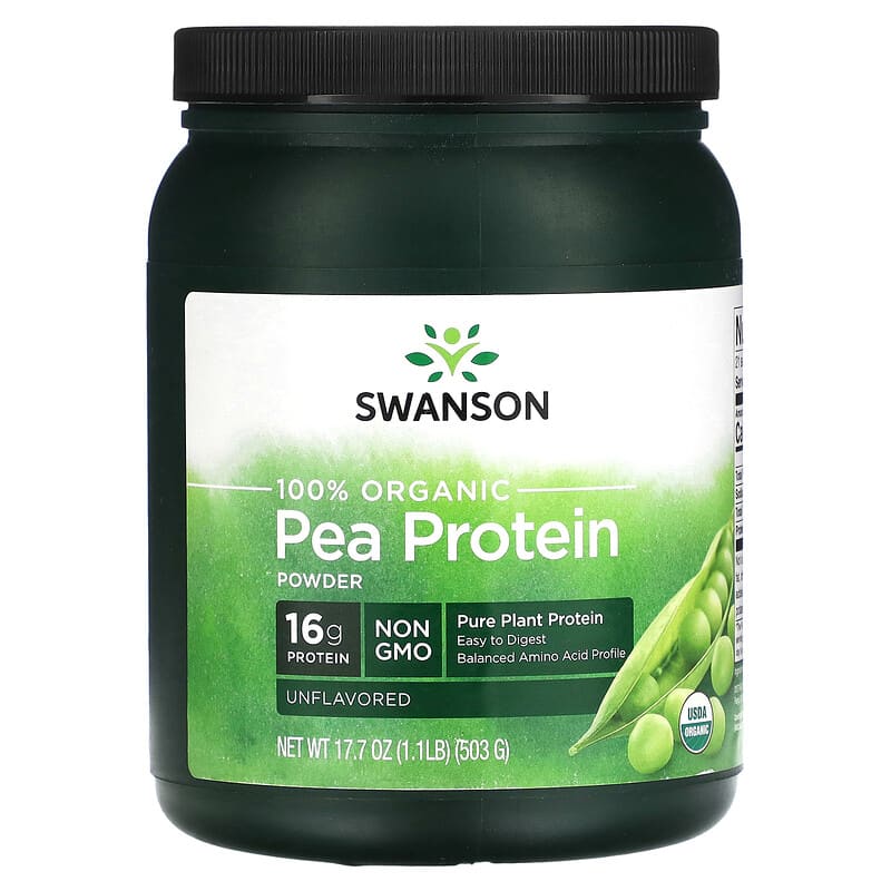 Swanson 100% Organic Pea Protein Powder Unflavored 1.1 oz (503 g) 87614241975
