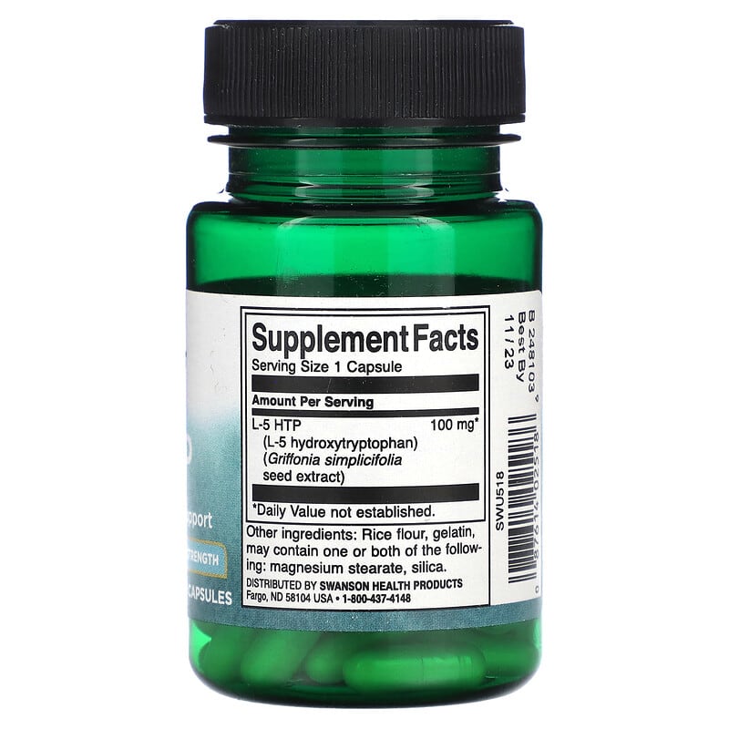 Swanson, 5-HTP, Extra Strength, 100 mg, 60 Capsules 87614025186