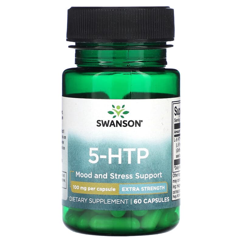Swanson 5-HTP Extra Strength 100 mg 60 Capsules 87614025186
