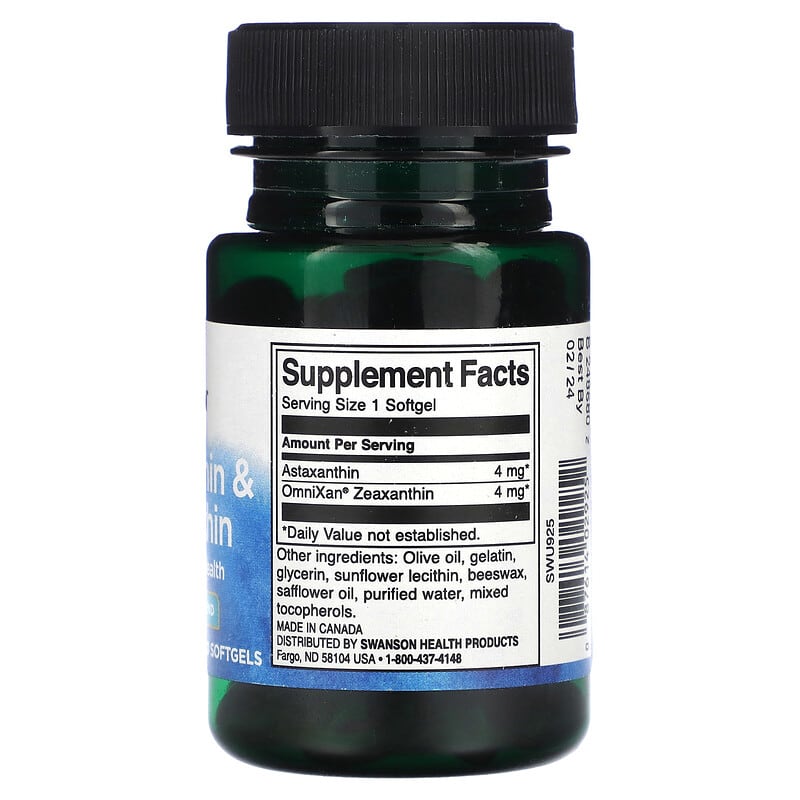 Swanson, Astaxanthin & Zeaxanthin, 60 Softgels 87614029252