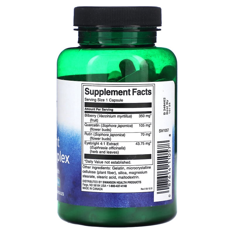 Swanson, Bilberry Eyebright Vision Complex, 100 Capsules 87614110578