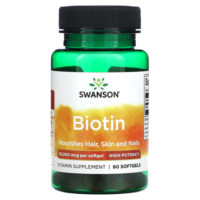 Swanson Biotin 10,000 mcg 60 Softgels 87614116860