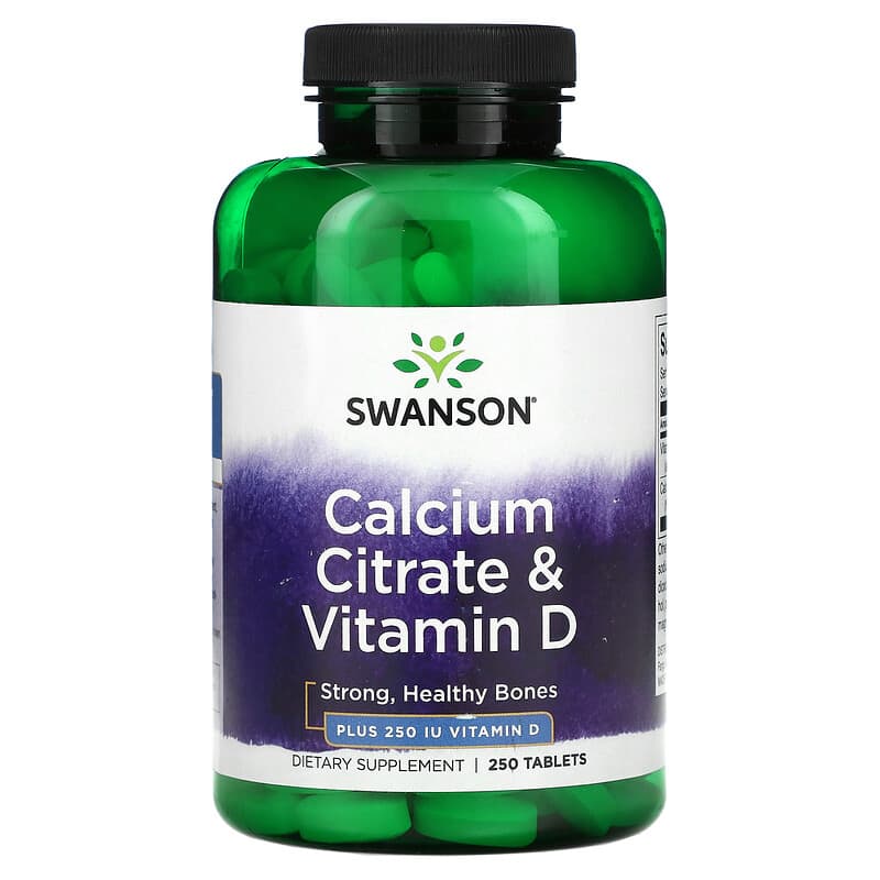 Swanson Calcium Citrate & Vitamin D 250 Tablets 87614018102