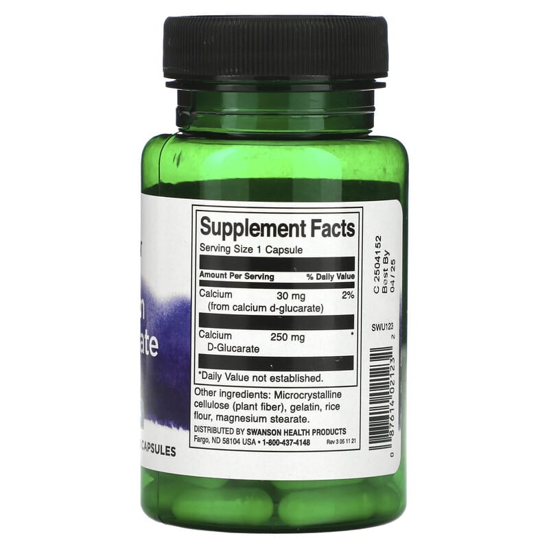 Swanson, Calcium D-Glucarate, Detox, 2-In-1 Formula, 60 Capsules 87614021232