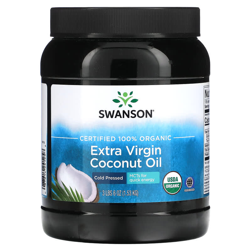 Swanson Certified 100% Organic Extra Virgin Coconut Oil 3 lbs 6 oz (1.53 kg) 87614241258