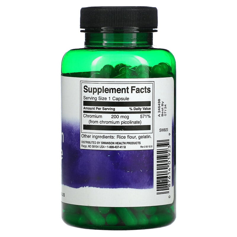 Swanson, Chromium Picolinate, 200 mcg, 200 Capsules 87614019239