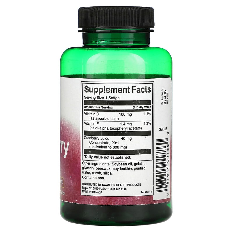 Swanson, Cranberry, 180 Softgels 87614017860